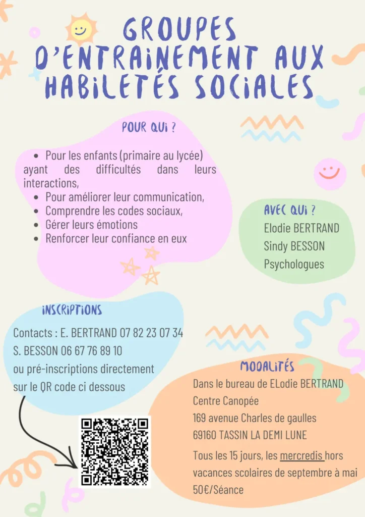 Informations sur les groupes d'entrainement aux habilités sociales